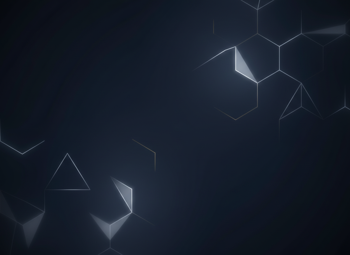 Abstract deep navy and white composition with subtle gold light patterns evoking trust and precision